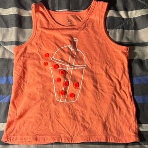 GAP Orange Kids Tank Top with Bubble Tea Graphic